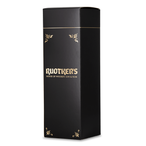 DAVID GÖLLES 1er Karton Ruotkers: hohe schwarze Geschenkbox mit goldener Schrift und Eckverzierungen.