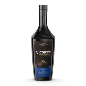 DAVID GÖLLES Ruotkers Alois I Whiskey in schwarzer Flasche mit dunklem Etikett, im Eichenfass gereift.