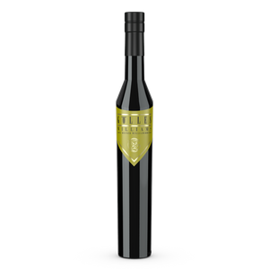 Gölles Birnenbrand Williams in dunkler Flasche mit goldenem Schildetikett und rundem Emblem.